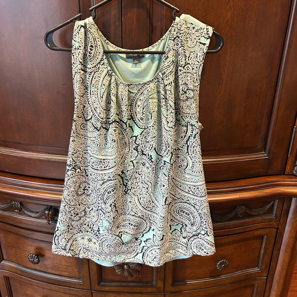 The Limited Mint and Black Paisley Blouse